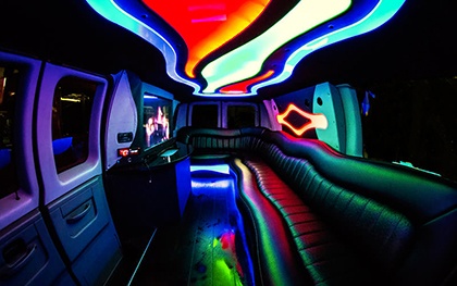 Leather seating on a limo van