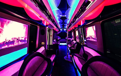 Spacious limo bus interior